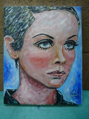 TWIGGY famous 1965 Super Model 8×10 Canvas original oil painting signed Crowell