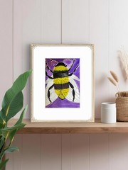 BumbleBee Original Abstract 5×7 Watercolor Paper Signed Contemporary Wall Art