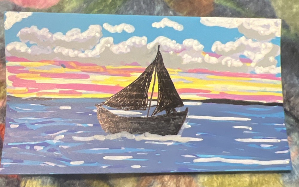 Aceo Art Card Sail Boat