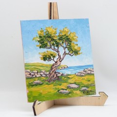 Oil Painting Original Olive Tree Mediterranean Landscape Wall Art Impasto 8×8