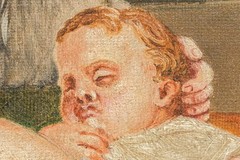 Tender Antique Framed Painting Signed 1877 Madonna Inspired Mother & Child