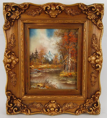 Vtg 70s Framed Original Morejon Forest & River Landscape Scene Oil Painting 8X10