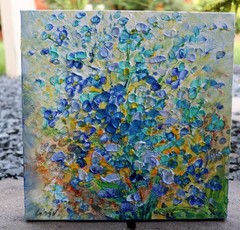 Forget Me Not Flowers Painting 10×10 Original Oil Floral Art