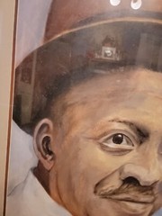 ORIGINAL OIL PAINTING LARGE FRAMED JAZZ MUSICIAN COLEMAN HAWKINS HAT ETCHING VTG