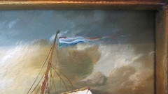 19th or early 20th Century ORIGINAL European OIL on board, Ships at Sea