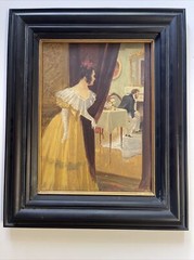 Antique Oil Painting Pretty Woman Female Model American ILLUSTRATION ART DECO