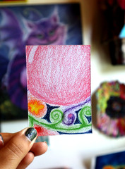 ACEO original art card graphic illustration 2.5 x 3.5 colored pencil „Whimsy #2“