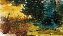 Original EVENING Landscape WATERCOLOR Painting JMW art John Williams