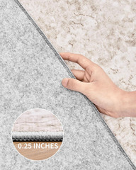 Beige Washable 8×10 Area Rug – Non-Slip Soft Thin Abstract for Any Room
