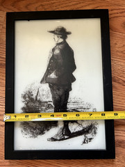 Etched on Glass Painting /Vintage solider Framed 8.5″x12″