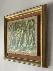 VINTAGE MODERN ABSTRACT OIL PAINTING WALL SCULPTURE MODERNISM ART LEWIS 1964