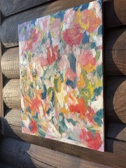 Abstract Pinks And Reds Oil Painting On Canvas Original Hand Painted 18”x24”