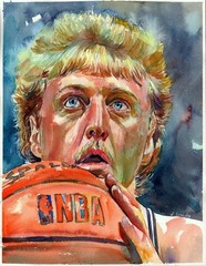 Larry Bird Boston Celtics NBA legend – Original Handmade Art Watercolor Painting