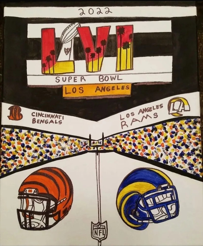PJH STUDIOS – Football – Superbowl Fan Art B. Vs. R. Acrylic Painting On Canvas