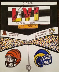 PJH STUDIOS – Football – Superbowl Fan Art B. Vs. R. Acrylic Painting On Canvas