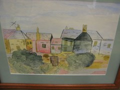 Nice Framed Mixed Media Watercolor of Houses
