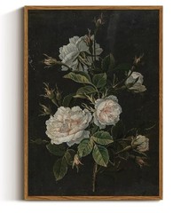 Vintage Framed Floral Wall Art 12×16 Canvas Print Retro Botanical Painting