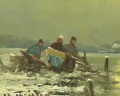 Oil painting „winter evening“ Helmut Reuter Düsseldorf oil on wood 30.0 x 24.0 cm