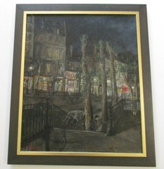 Mid Century Modern Painting Antique Modernist Urban City Street Scene Modernism