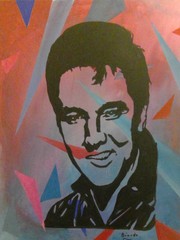 Elvis Presley Portrait Realism Abstract Pop Art Hand Painted 16×20 Canvas