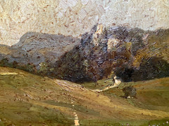 :OIL PAINTING LANDSCAPE SUMMER DAY K. KOLB CASTLE RUINS ROCKS VALLEY °WHO KNOWS THE PLACE?