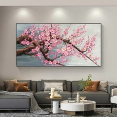 Pink Cherry Blossom Canvas Wall Art Paintings Textured Palette Knife Painting