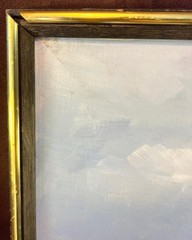 Vintage Coastal Ocean Landscape Oil Painting Seascape Ships Boats Art JM Calmar