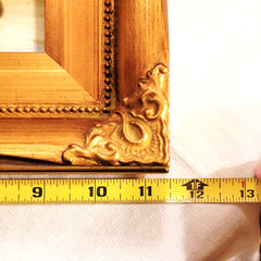 GILT FRAMED PAINTING ON BOARD OF A PAIR OF WHITE RABBITS EATING LETTUCE, 11.5“L