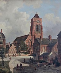Daniel van der Putten St James’ Church Northampton Oil Painting c1970s British