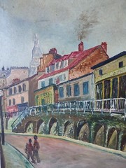 Painting HANDA „Rue St VINCENT View From Below“ Oil On Panel Dated 1959 🖼️🎨