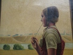 ANTIQUE OIL PAINTING CHRISTIAN DALSGAARD PORTYRAIT PRETTY WOMAN LANDSCAPE 1910’S