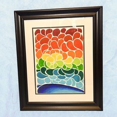 Framed Matted Vibrant Colorful Oil Painting Signed VRH 2020 24 X 20”