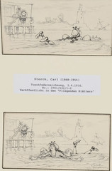 Swimming lesson | Pen drawing by Carl Storch, Fliegende Blätter