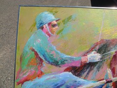 SALE RICHARD WALLICH ORIGINAL ACRYLIC ON CANVAS Harness RACING JOCKY PAINTING