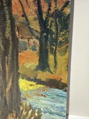 Vintage Original Painting 16”x20” Rural Covered Bridge Oil On Board Signed, ‘63