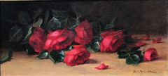 STILL LIFE SALE California Oil SARAH BENDER DEWOLFE ‚Tabletop Roses‘ 7.5″ x 17″