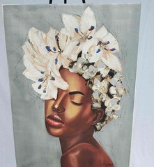 Flower Girl Original Oil Painting On Canvas Signed By Artist H 28×W 20