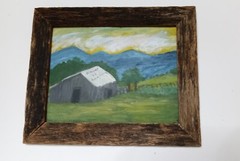 Southern Folk art 85 MILES TO ROCK CITY Painting Signed M.F 84 Cardboard 10×13