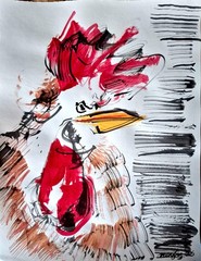 Hand Painted Comic Rooster Wall Art Room Decor 11 x 14 Acrylic on Paper P047