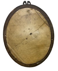 Antique 1800s Oval Gesso Wood Bow Design Frame Chalk Portrait Baby 24 X 19”