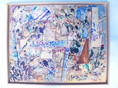 Oil on Board Abstract Painting by Listed Artist Windsor Utley „Web of Life“