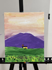ORIGINAL Art Purple Mountain 8×10 Canvas Abstract Landscape Colorful Art