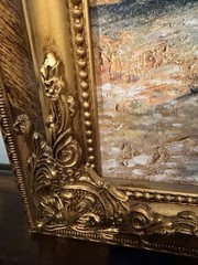 Vintage Marie Frédérique Framed European Garden Textured Print Ornate Gold Frame