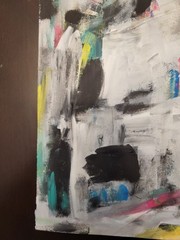 Elvi Original art on paper 9×12 acrylic signed original painting modern white