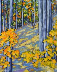 Original Oil Painting Autumn Forest Landscape 24×30 by Christi Dreese Art
