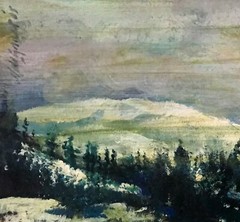 Aspen Colorado Ski Country 12×16 in. Acrylic on panel by Hall Groat II