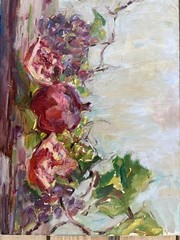 Pomegranate Oil Painting, Still life Pomegranate, Kitchen painting, Exotic Fruit