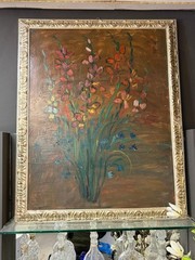 Dipinto originale floreale firmato Donadel – Olio su tela con cornice vintage do