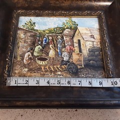 Ludovic J. Simpson Hatian Artist Signed & Framed Painting Of Village Scene