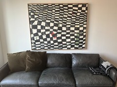 48x60in Acrylic on Canvas by NYC Contemporary Artist with Maple Floating Frame